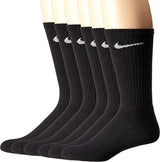 NIKE Performance Cushion Crew Socks (6 Pairs), Black/White, Large