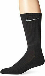 NIKE Performance Cushion Crew Socks (6 Pairs), Black/White, Large